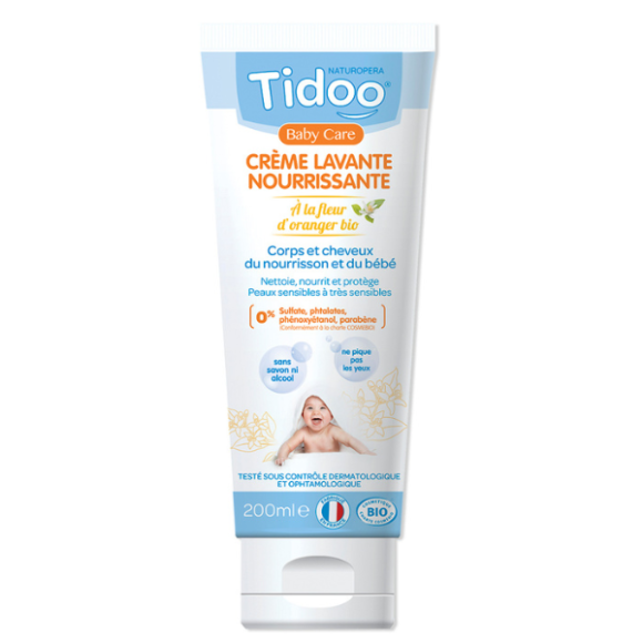 TIDOO CREME LAVANTE NOURRISSANTE A LA FLEUR D'ORANGER BIO 200ML
